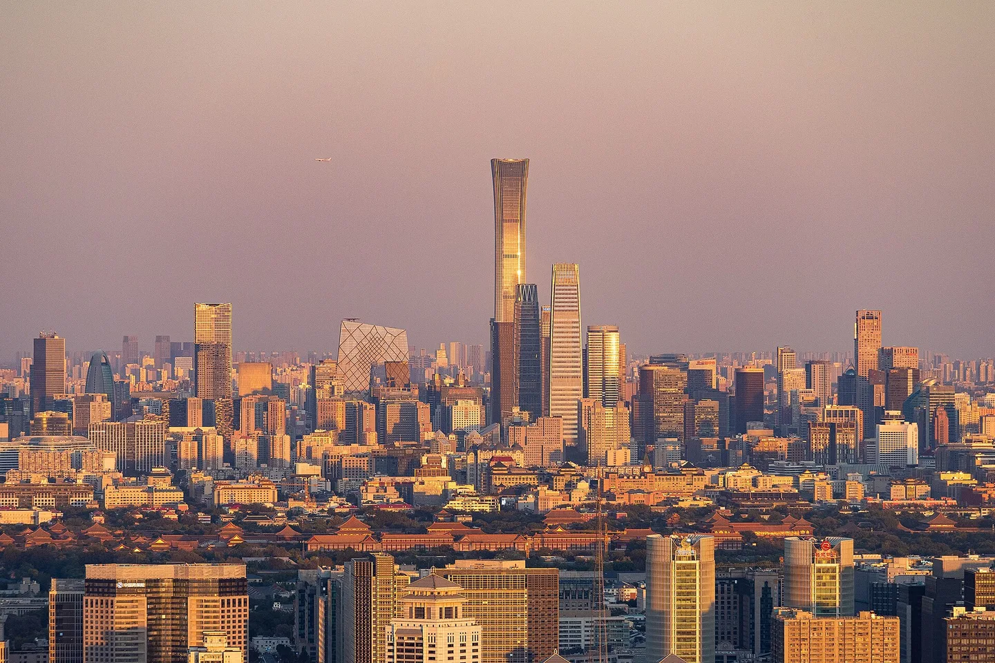 北京城市天际线与城市中轴线方向的城市景观