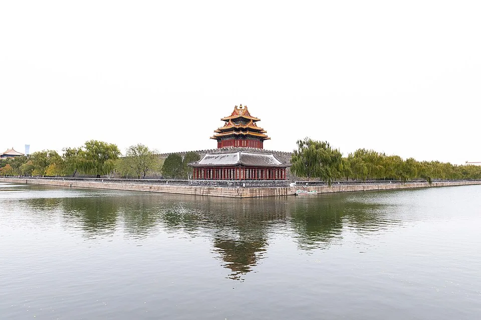 故宫西北角楼雪后与护城河